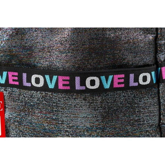 Claire's NWT Multicolor Shiny 15" LOVE Multi-Pocket Backpack w/ Laptop Sleeve - Picture 6 of 10